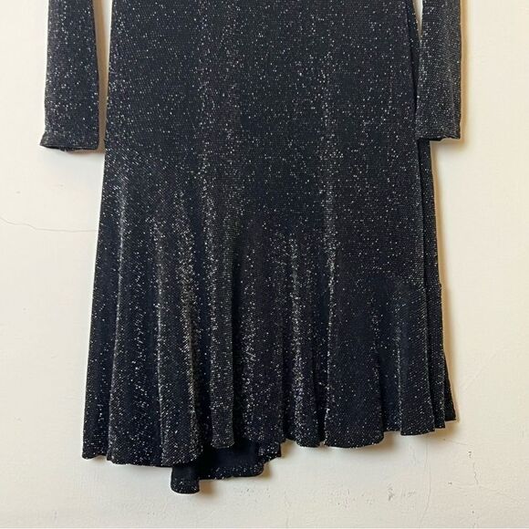 Michael Michael Kors, Metallic Knit Wrap Cocktail Dress, 1X Black, Gold, Silver - Picture 9 of 14